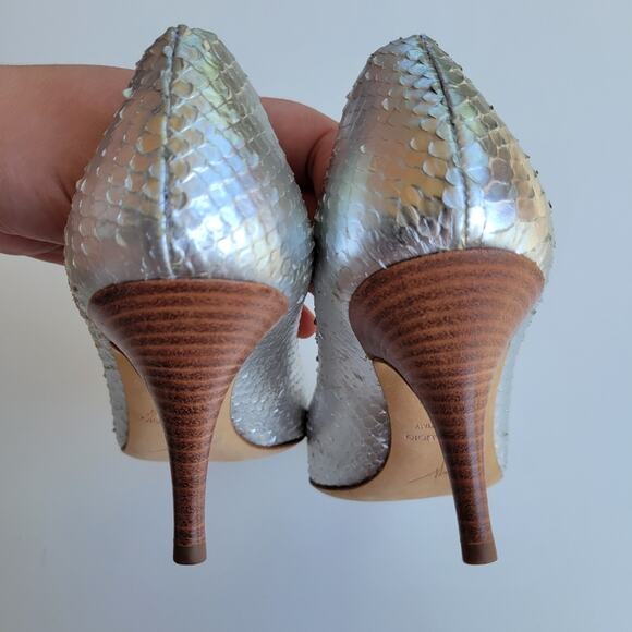 Giuseppe Zanotti Reptile Snakeskin Metallic Silver Heels Pumps 36 - Picture 5 of 8